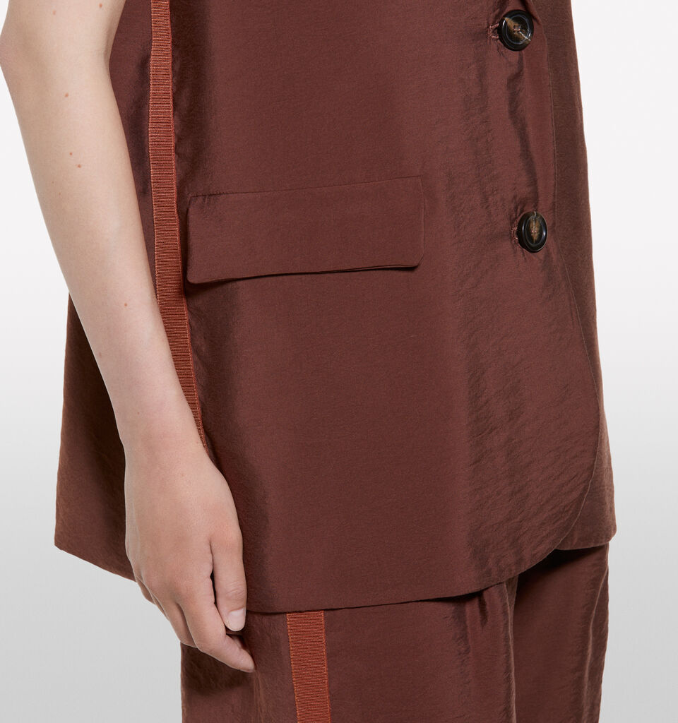 Gilet marrone scuro effetto stropicciato - gilet e smanicati da donna - Marrone Scuro | Sisley image number 5
